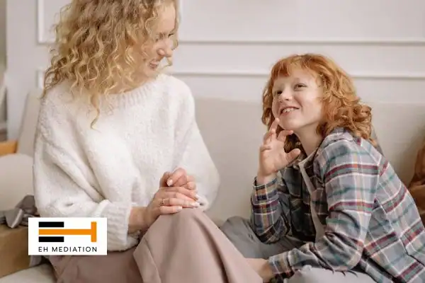 Happy mother and child after sorting child arrangements mediation Tower Hamlets