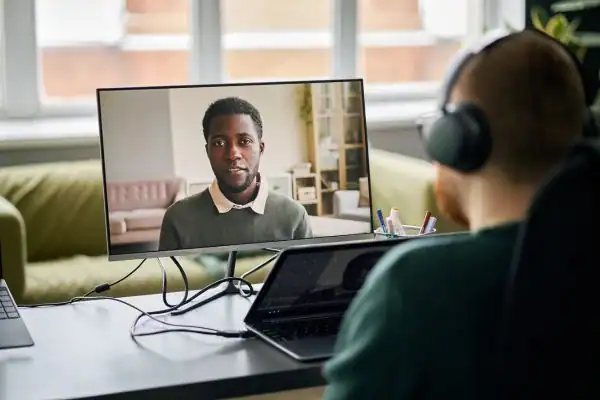 Man attending online mediation Tower Hamlets MIAMS session